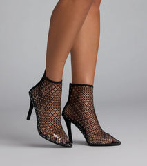 Up To No Good Rhinestone Fishnet Booties