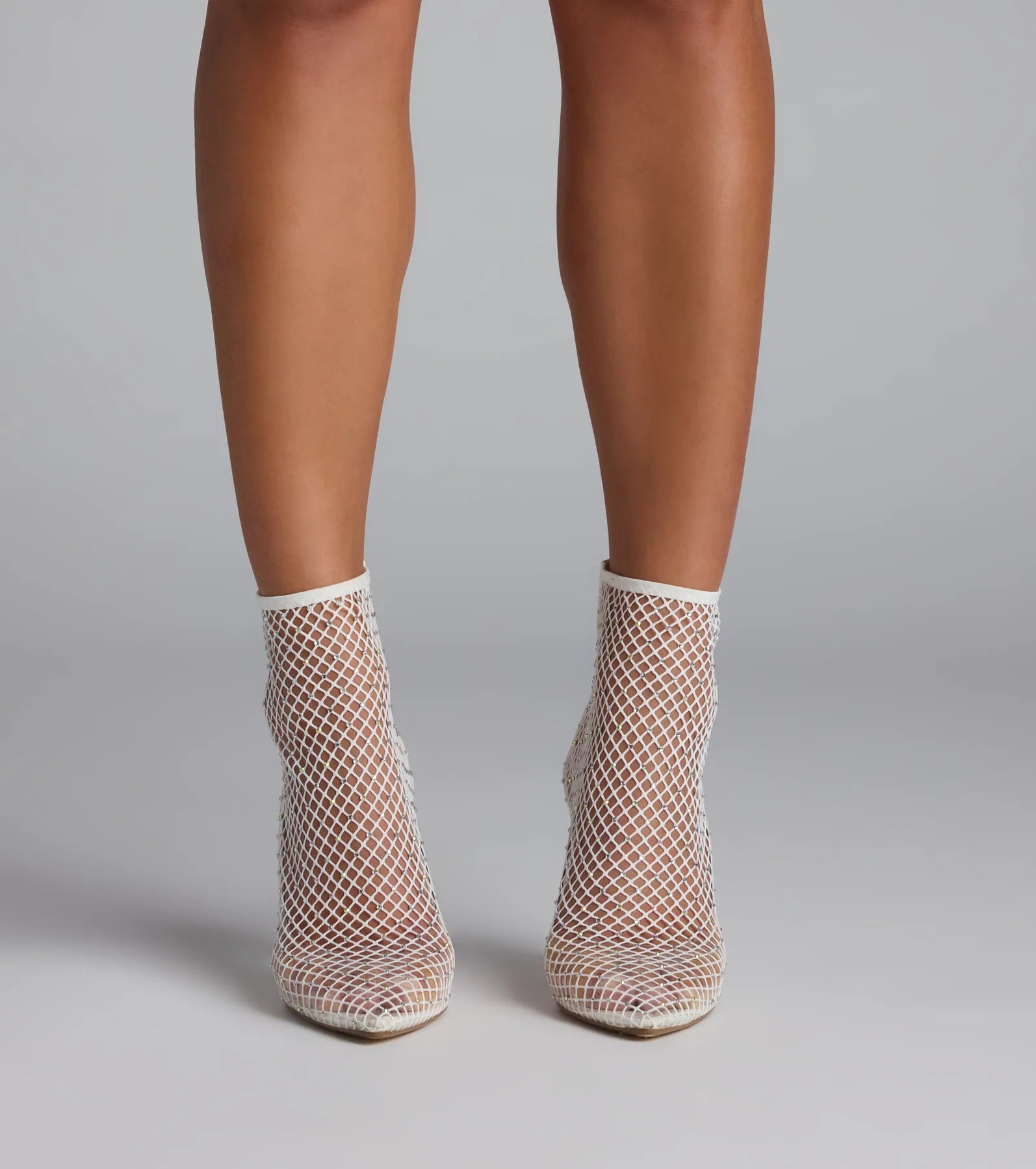 Up To No Good Rhinestone Fishnet Booties