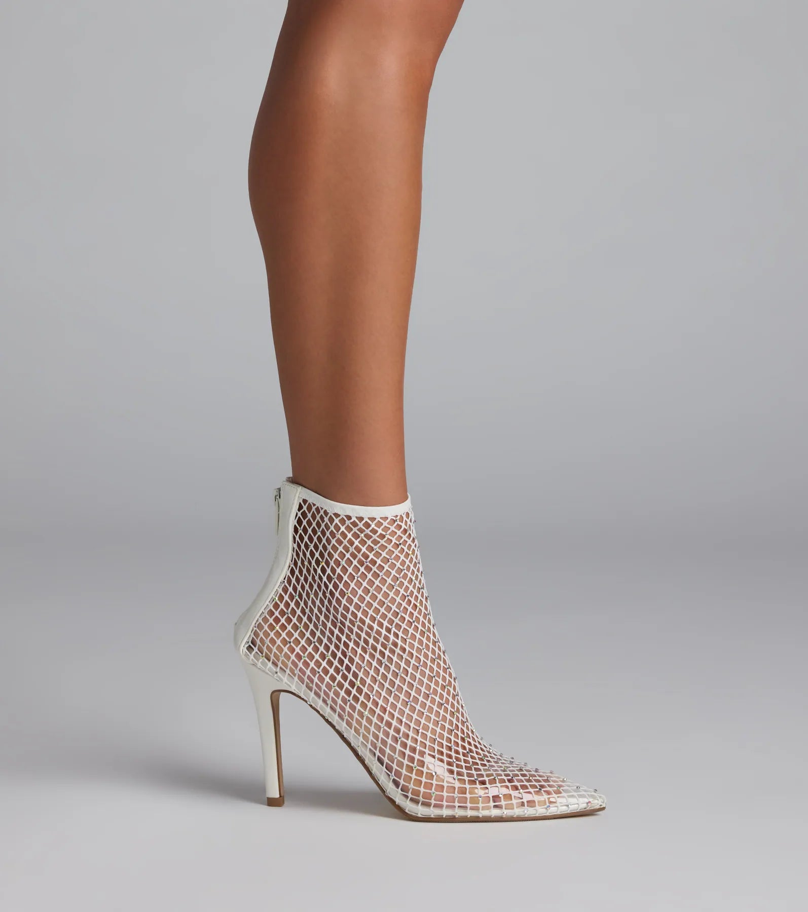 Up To No Good Rhinestone Fishnet Booties