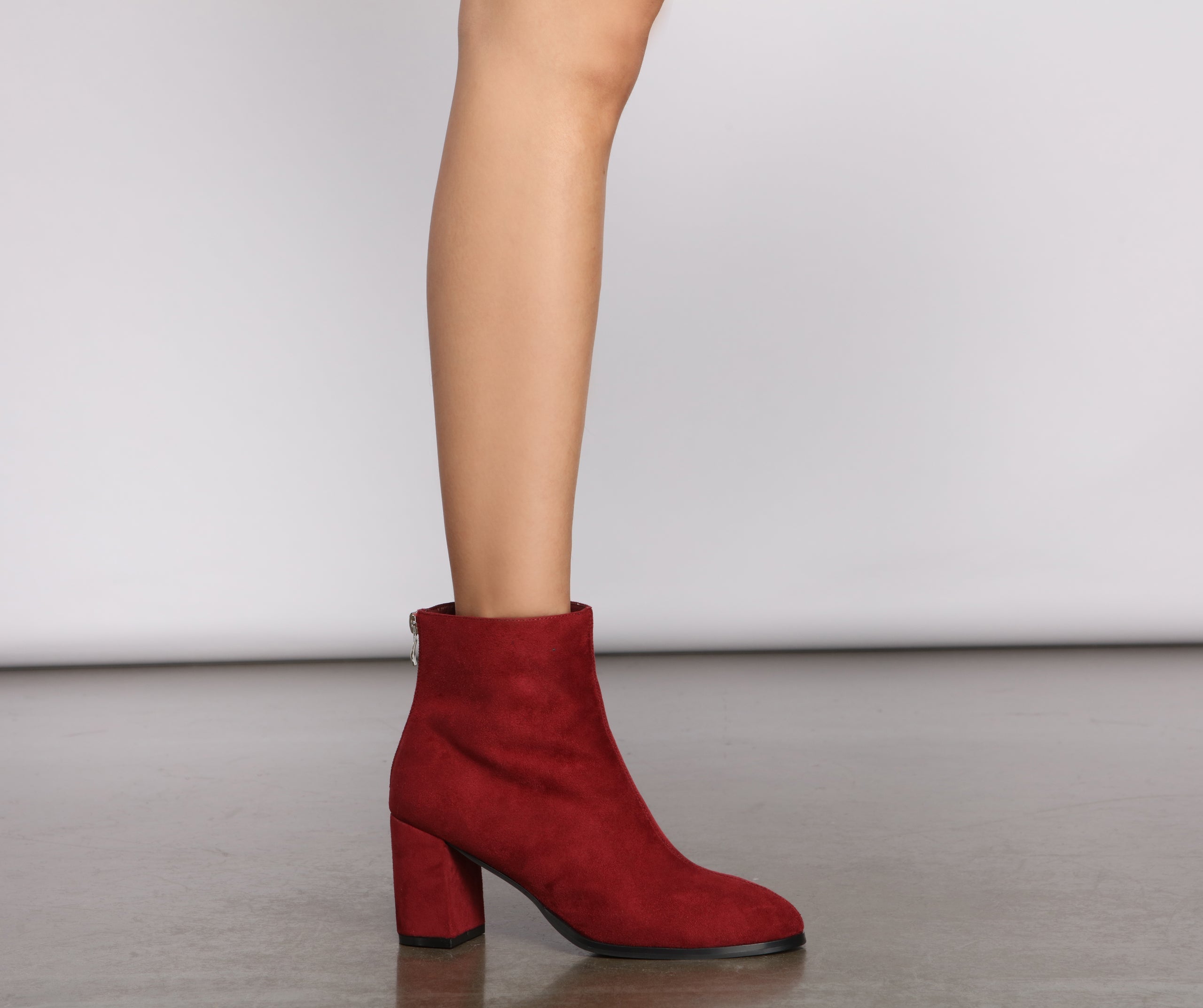 Basic Babe Faux Suede Block Heel Booties