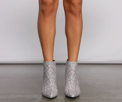 Perfectly Poised Plaid Kitten Heel Booties