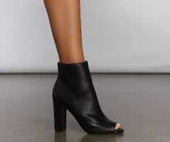 Basic Vibes Peep Toe Faux Leather Booties