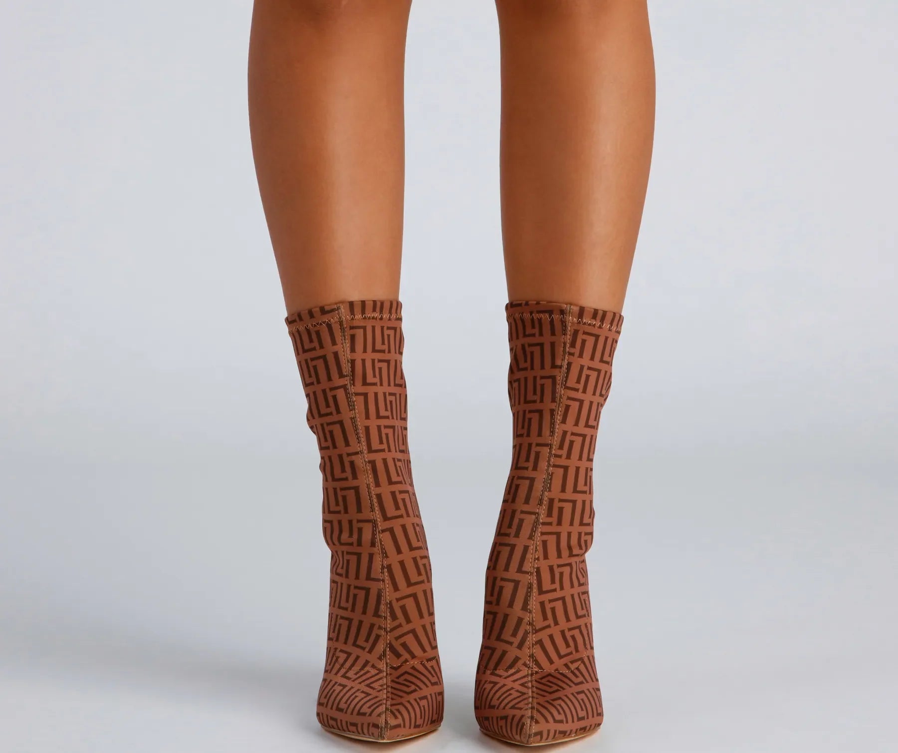 Greek Key Stiletto Booties