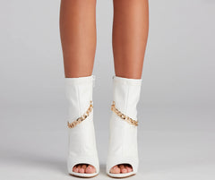 Fab Chain-link Faux Leather Booties