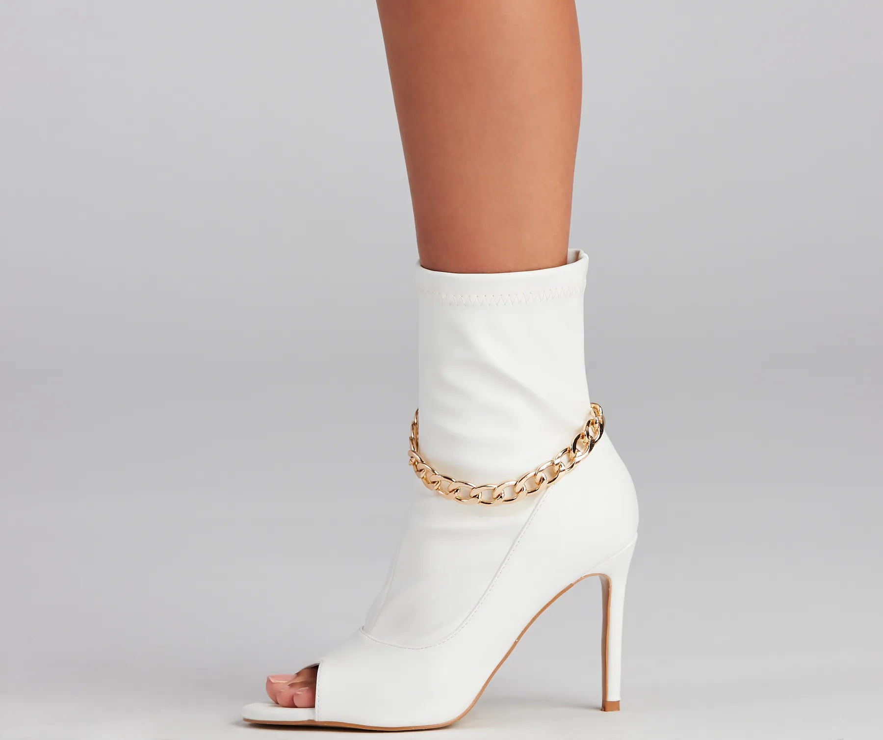 Fab Chain-link Faux Leather Booties