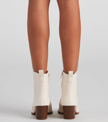 Country Kicks Faux Leather Block Booties