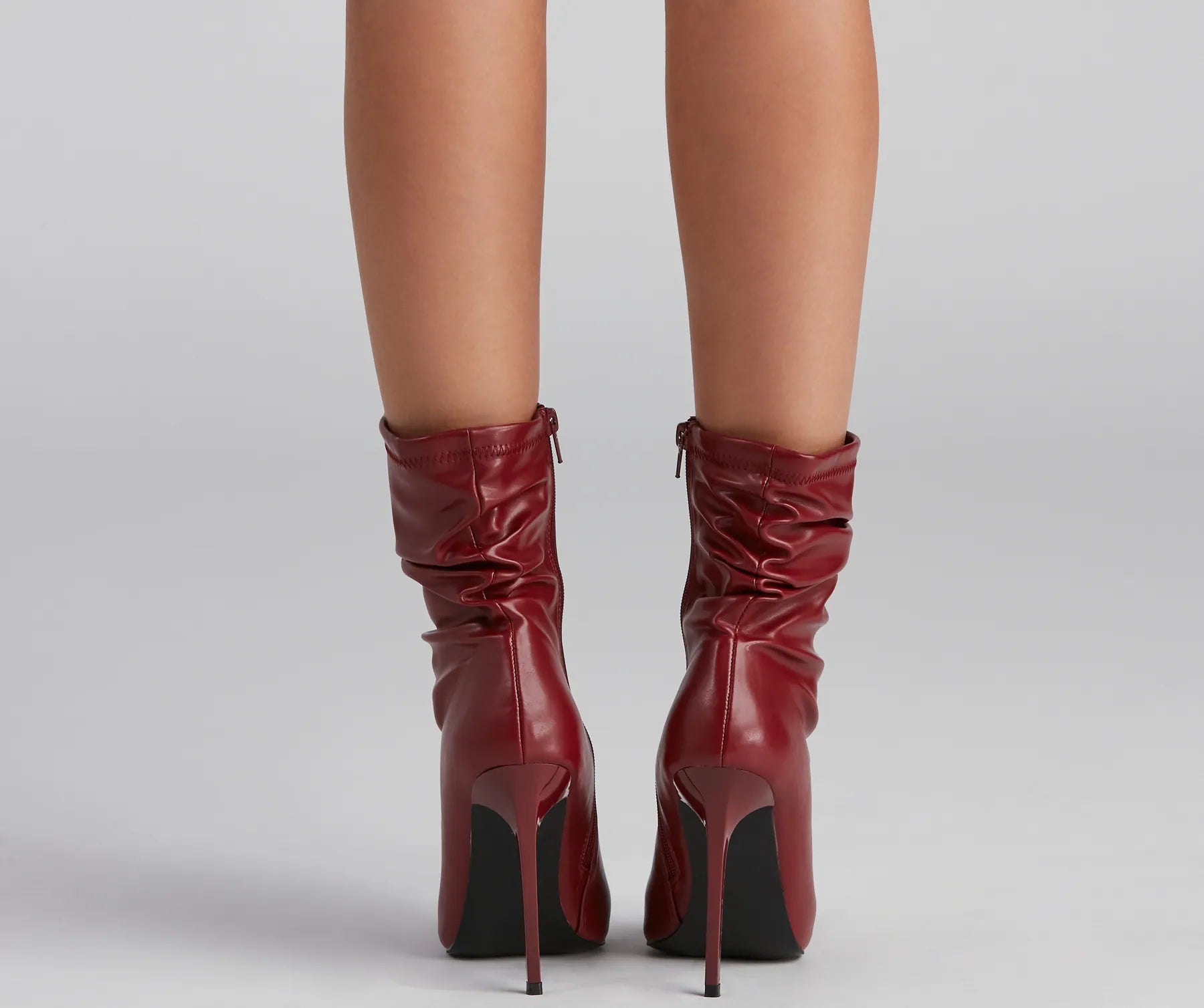 Ruched Life Faux Leather Booties