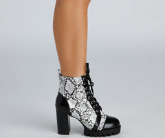 Sassy Steps Snake Print Booties