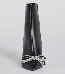 Gift Of Fab Faux Leather Rhinestone Bow Booties
