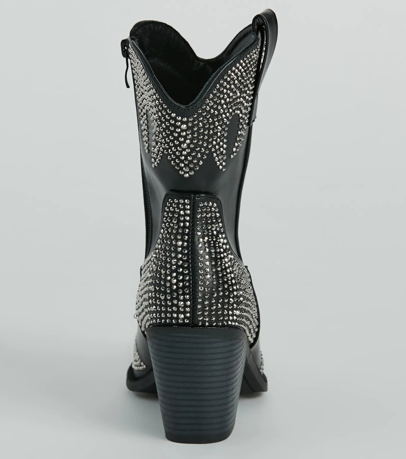 Western Flair Rhinestone Flame Faux Leather Boots