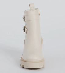 Trendy Stride Strappy Faux Leather Platform Booties