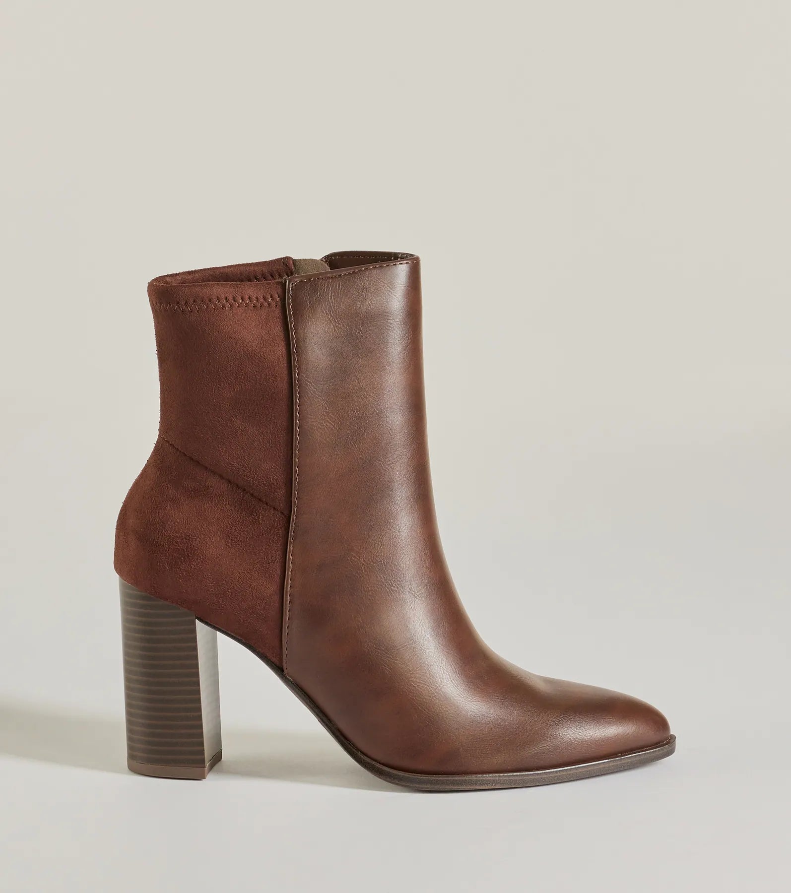 Chic Staple Faux Leather and Faux Suede Ankle Booties