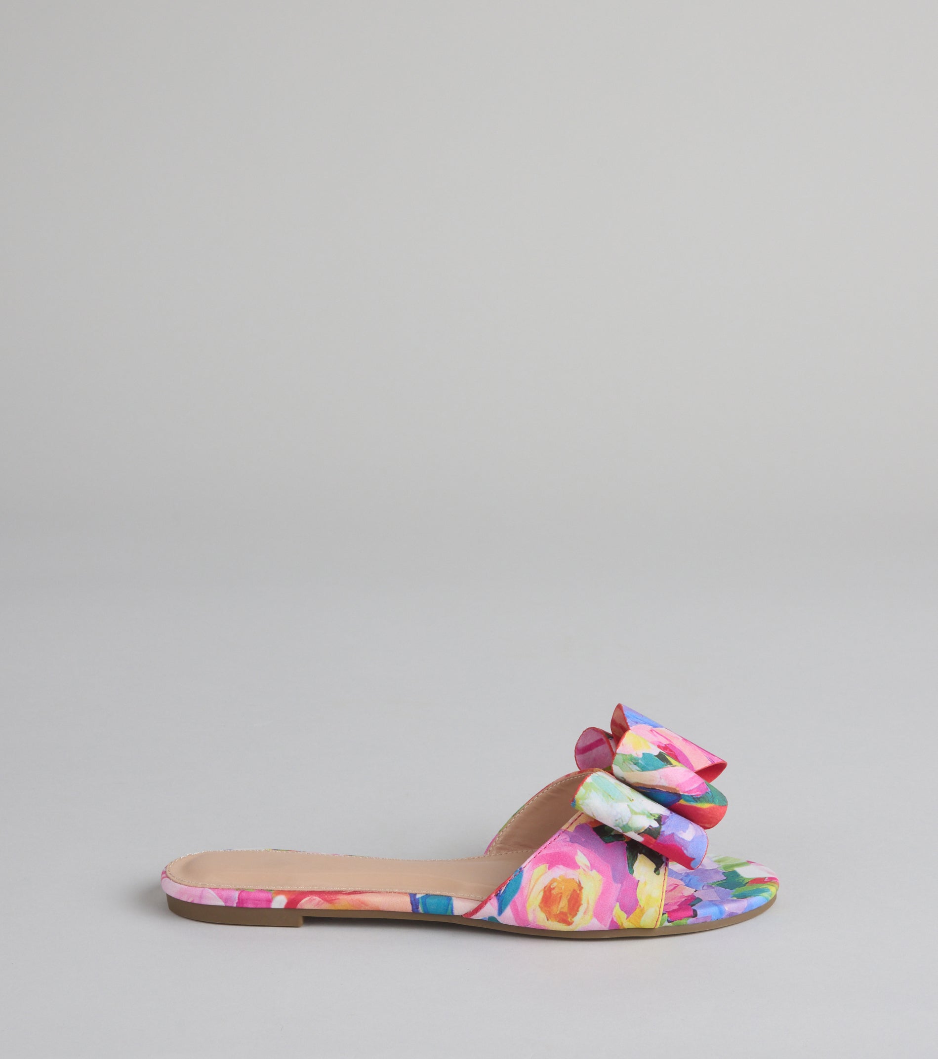 Bow And Tell Floral Slide Sandals