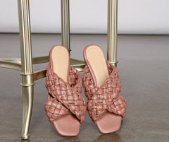 Faux Leather Criss-Cross Braided Sandals