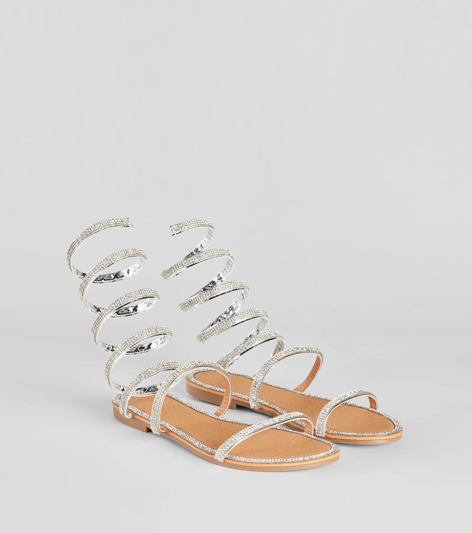 Level Up Rhinestone Spiral Sandals