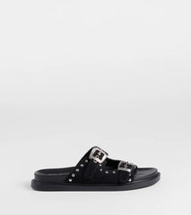 Cool Girl Studded Western Buckle Sandals
