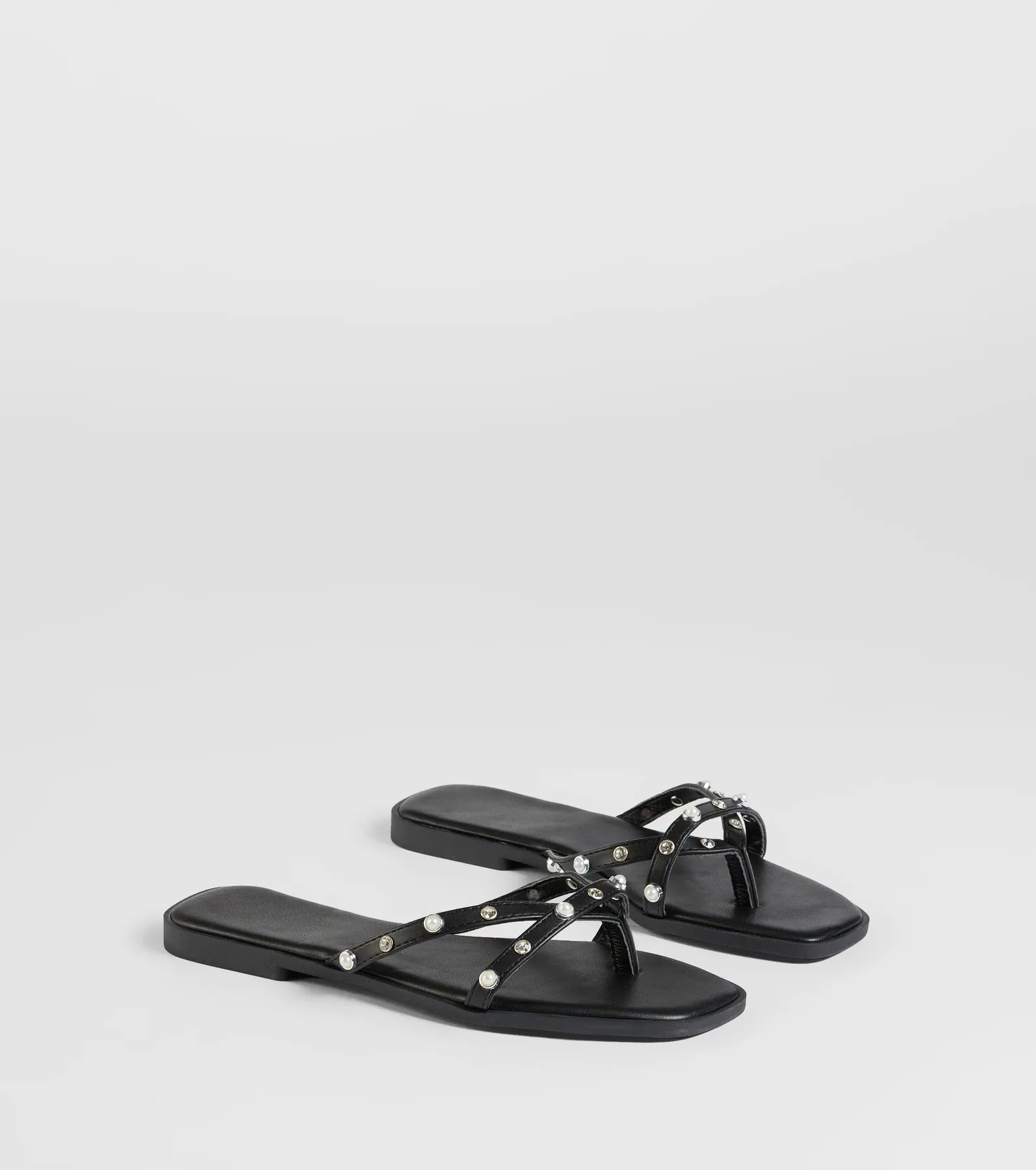 Stylishly Glam Strappy Rhinestone Pearl Sandals