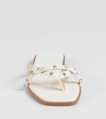 Stylishly Glam Strappy Rhinestone Pearl Sandals