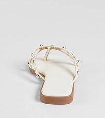 Stylishly Glam Strappy Rhinestone Pearl Sandals