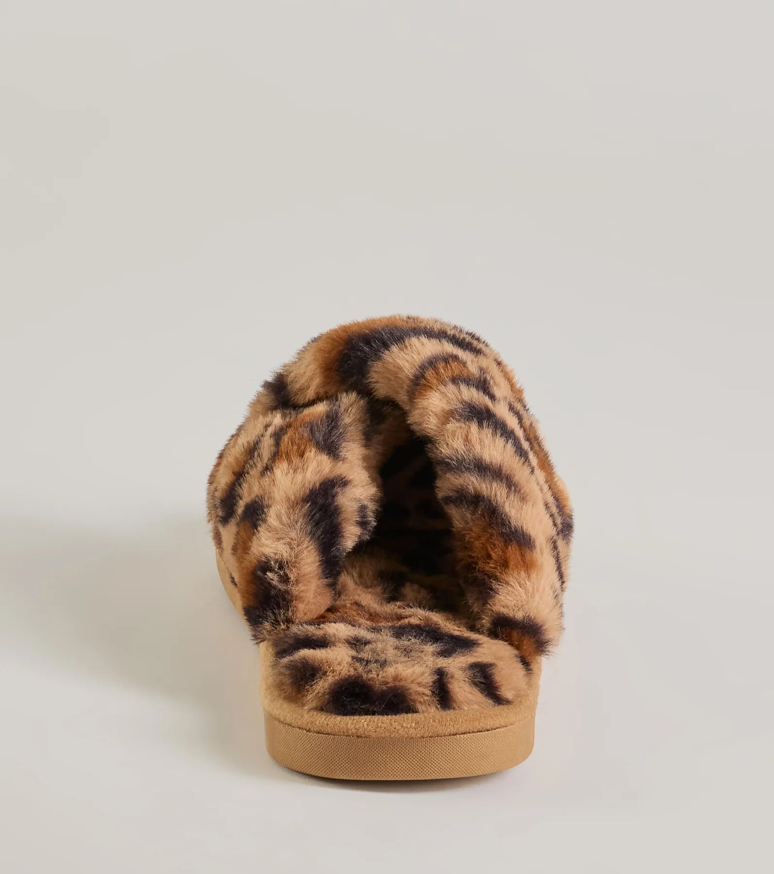 Wildly Chic Faux Fur Leopard Print Slides