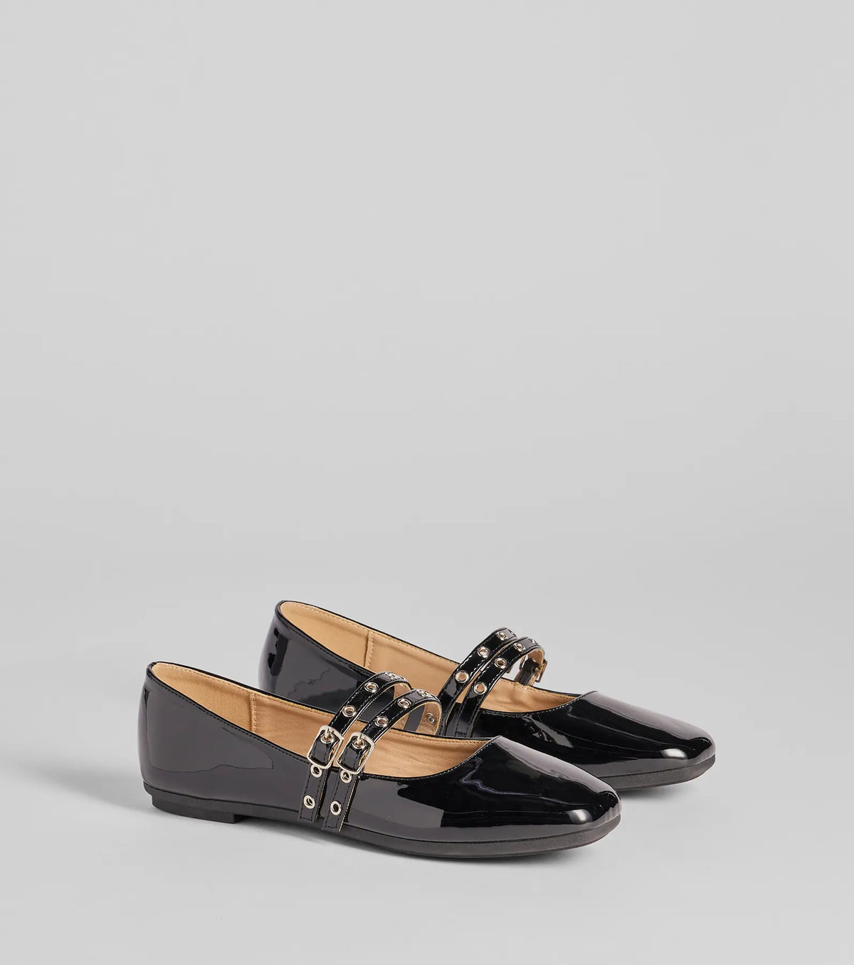 Sleek Buckled Strappy Patent Faux Leather Flats