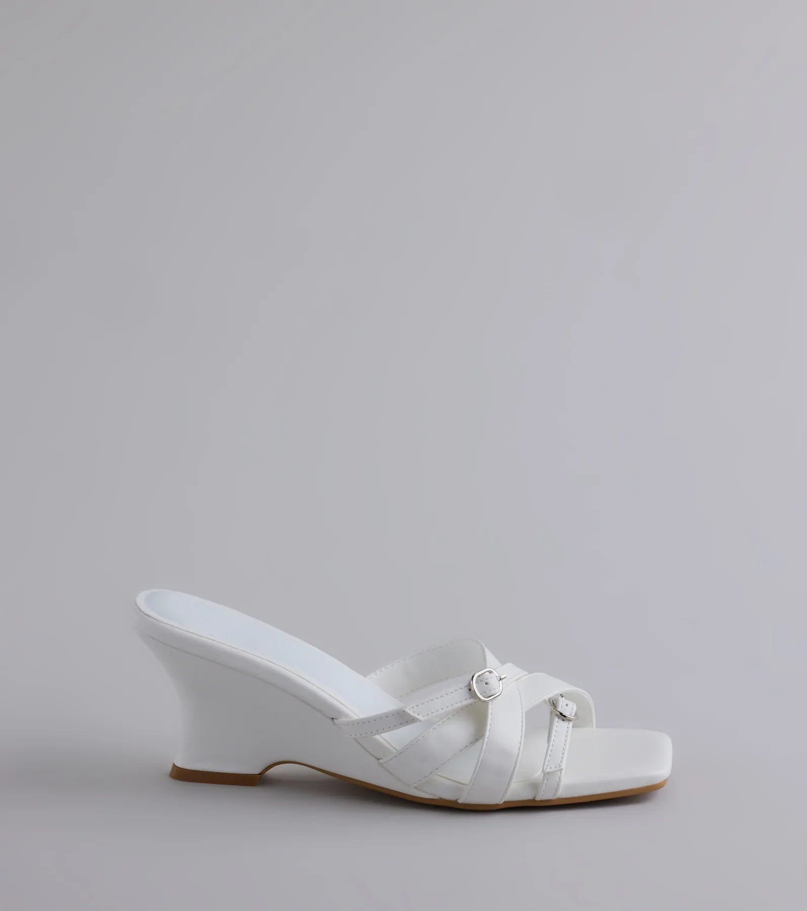 Playing It Cute Strappy Buckle Wedge Heels