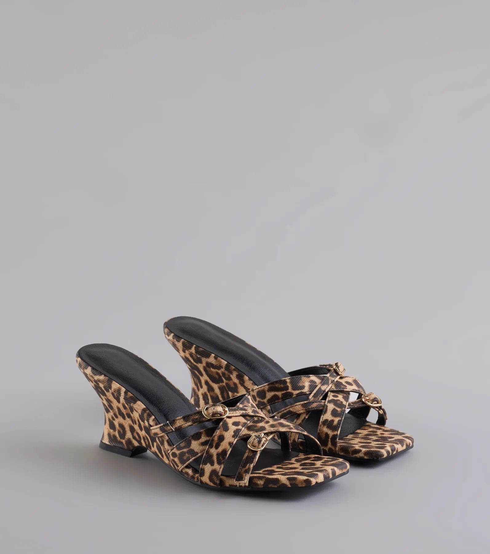 Playing It Cute Strappy Buckle Wedge Heels