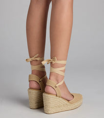 Weekend Getaway Lace-Up Espadrille Wedges