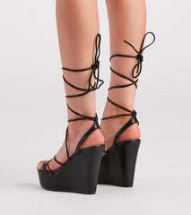 Ready For It Faux Leather Lace-Up Wedges