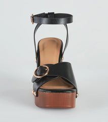 Away This Weekend Buckle Platform Wedges