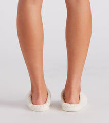 Be Happy Face Faux Sherpa Slippers