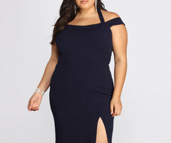 Plus Adelina Formal Halter Crepe Dress