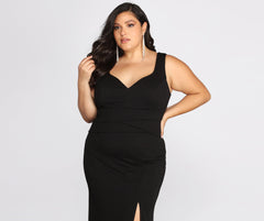 Plus Kaitlyn Formal High Slit Dress