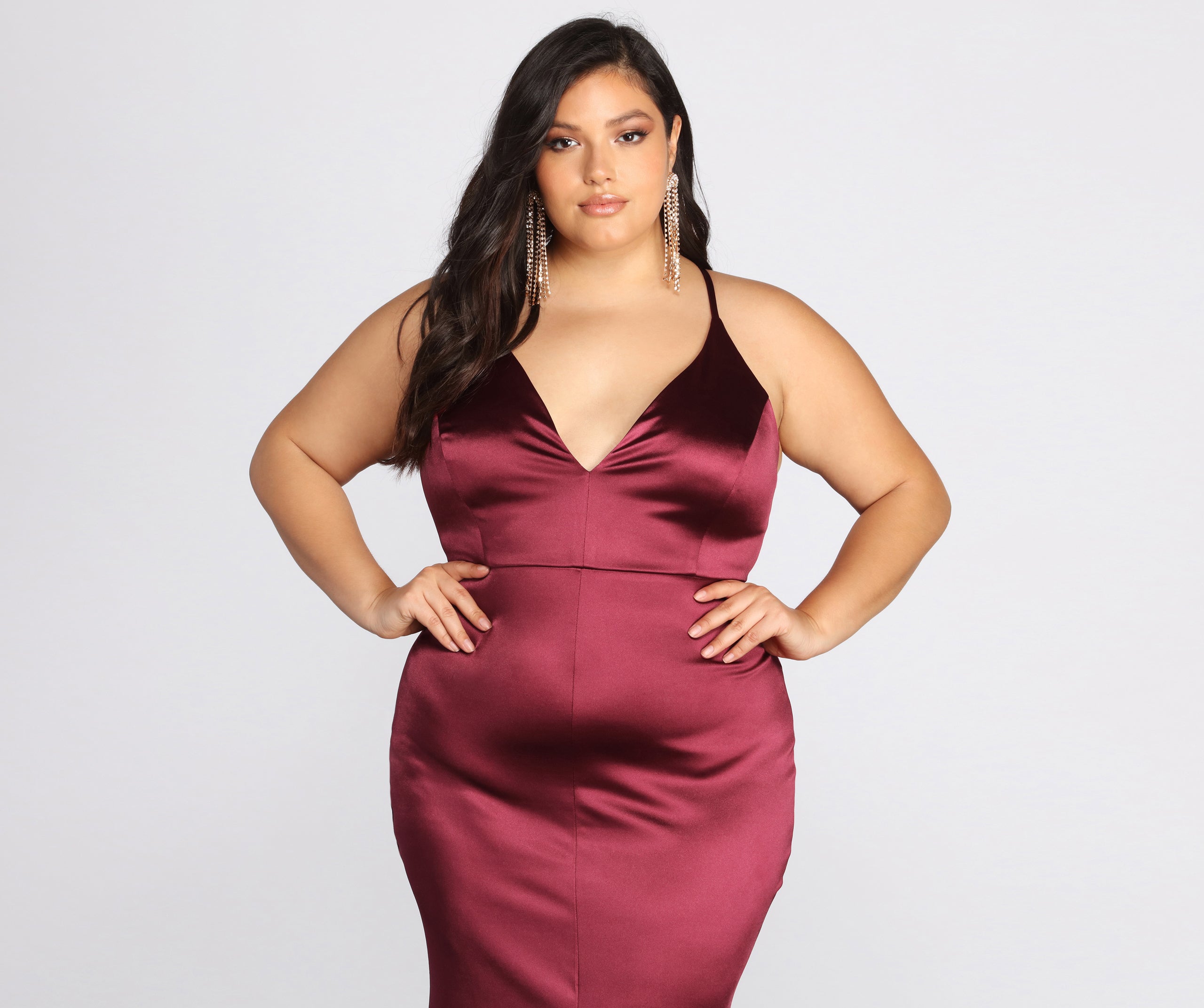 Plus Elin Satin Evening Dress