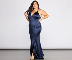 Plus Elin Satin Evening Dress