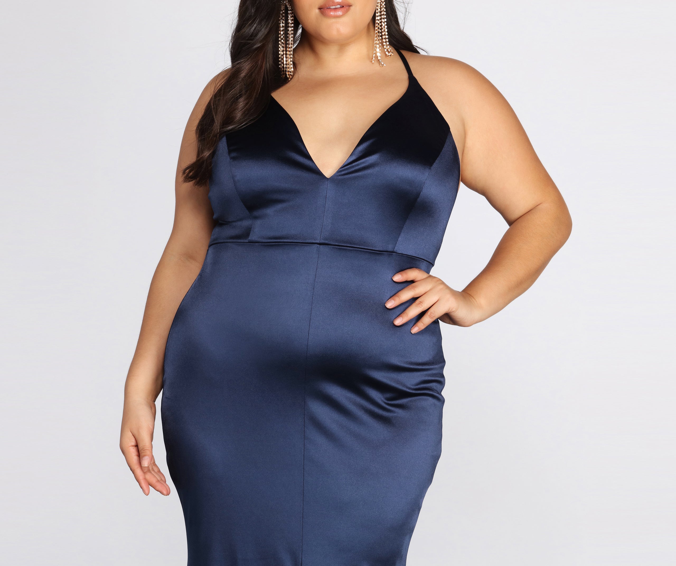 Plus Elin Satin Evening Dress