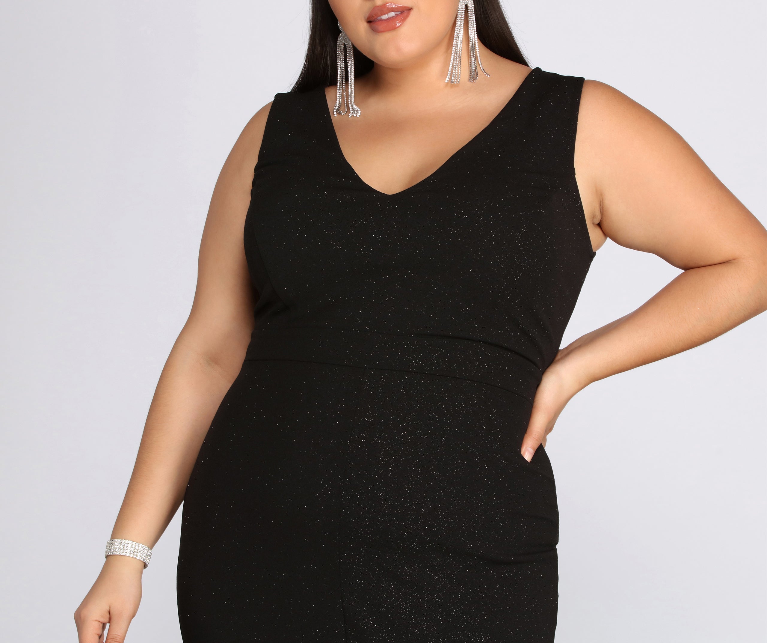 Plus Sandra Glitter Ruffle Dress