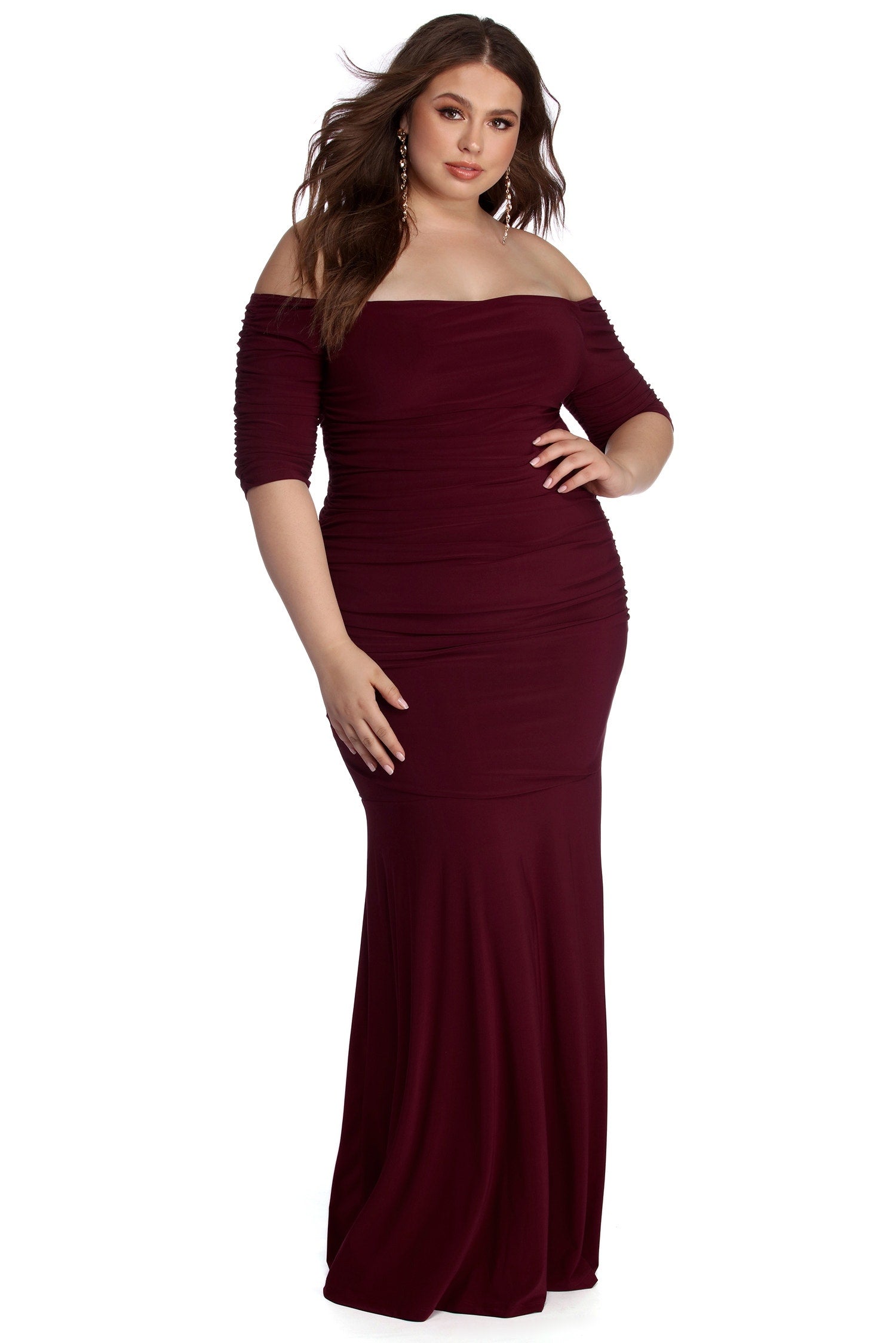 Plus Stella Formal Ruched Dress