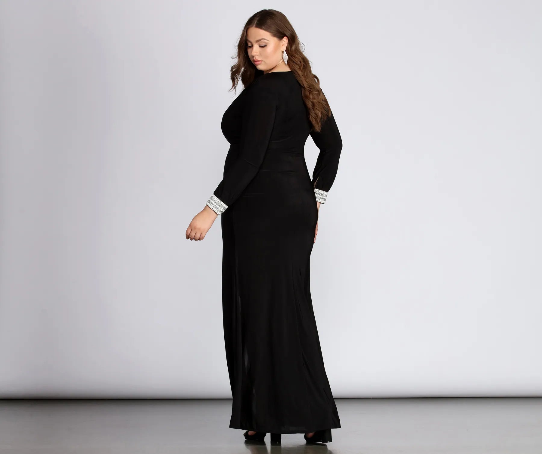 Plus Athena Formal Asymmetrical Pearl Dress