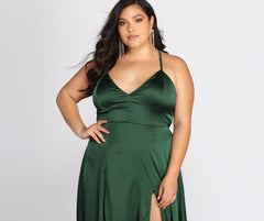Plus Vera Satin Lace Up Formal Dress