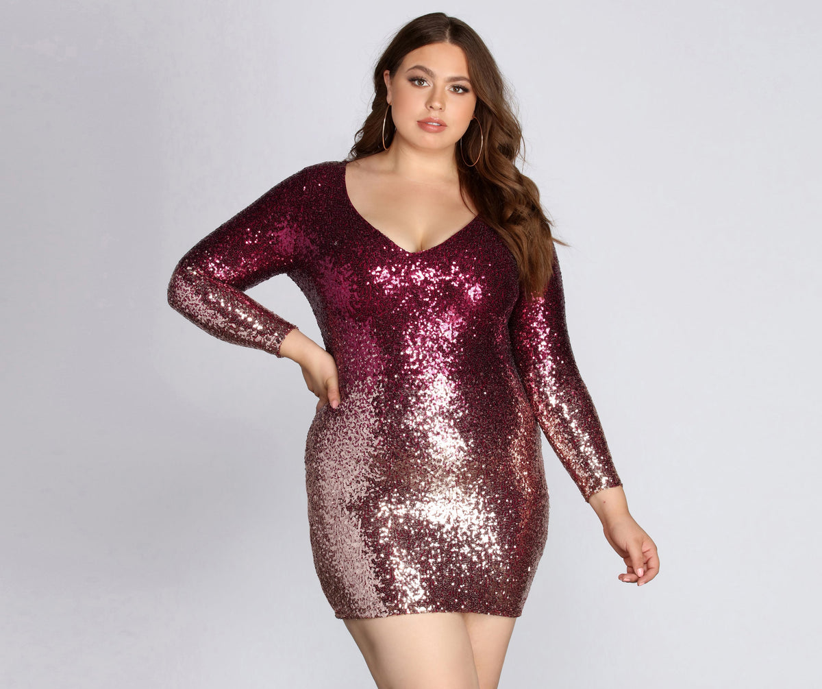 Plus Ombre Sequin Dress