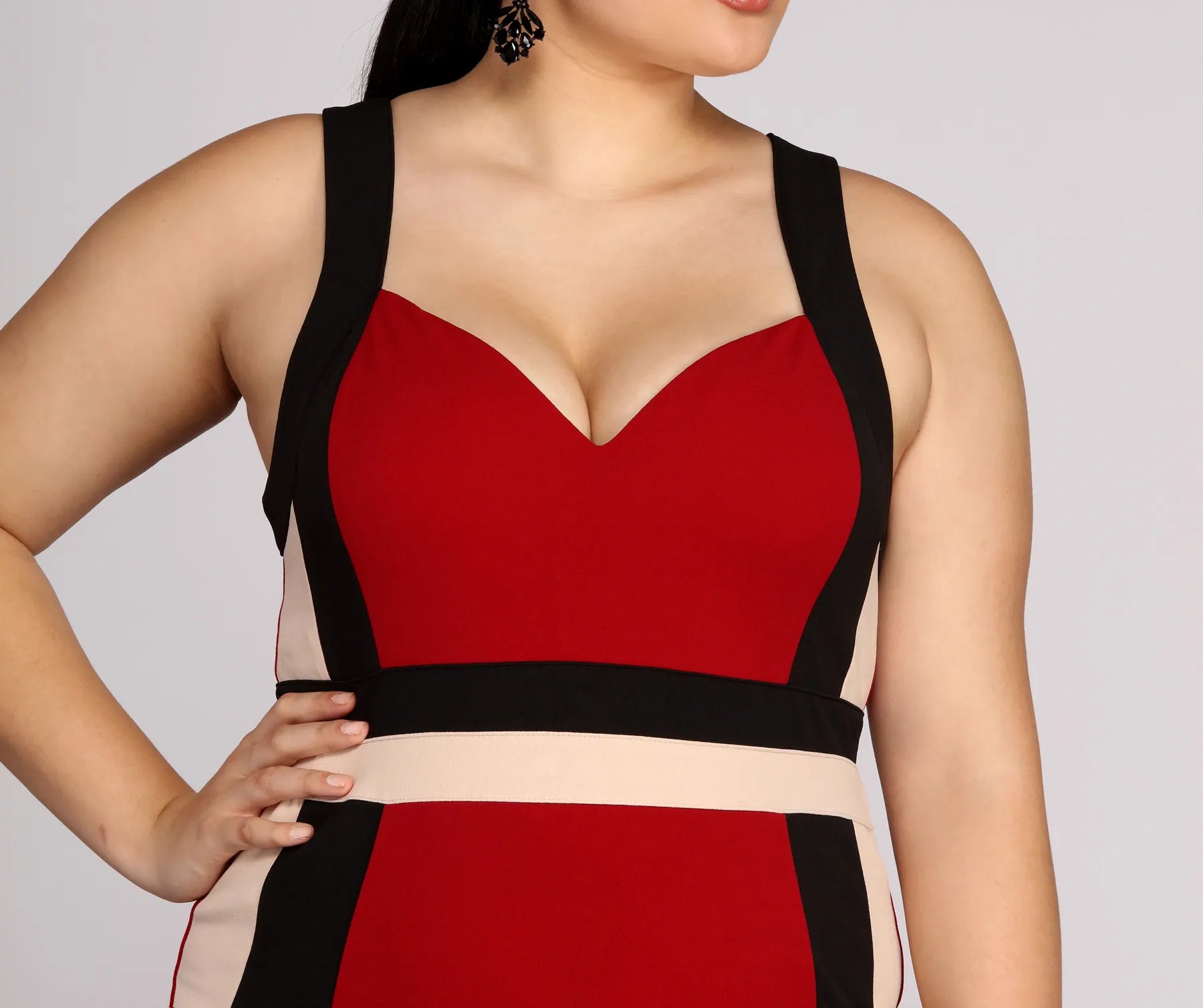 Plus Color Block Midi Dress