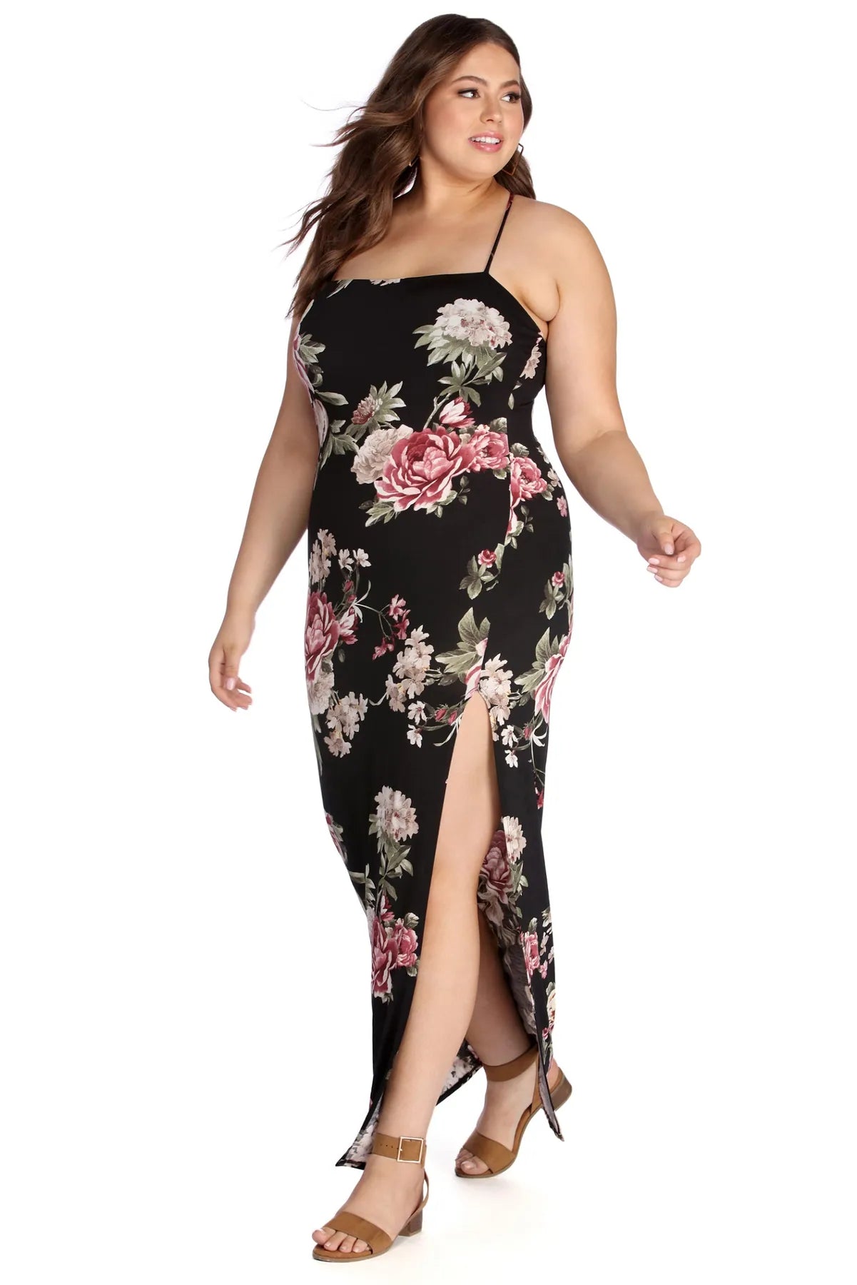 Plus Fab In Floral Maxi Dress